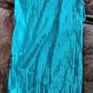 REDINGTON TURQUOISE SEQUIN SCARF, LIKE NEW